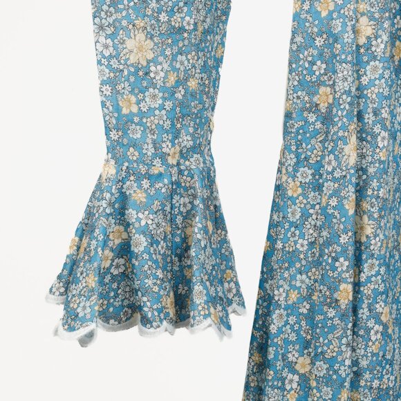 Zimmermann Carnaby Indigo Ditsy Floral-Print Broderie Anglaise Linen Maxi Dress - Picture 6 of 12